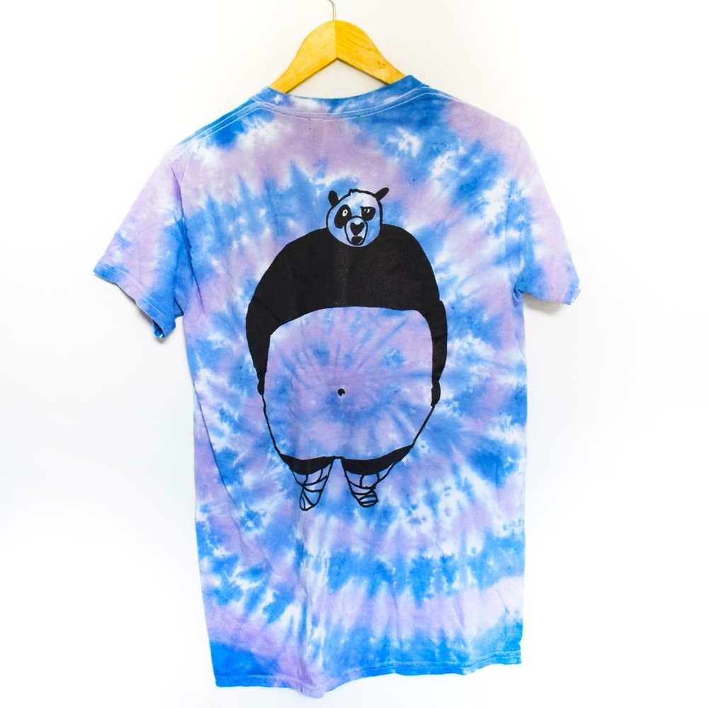 Tie Dye Panda T-Shirt - Blue/Purple - Unisex Size SM - by Cross Dude Tie Die